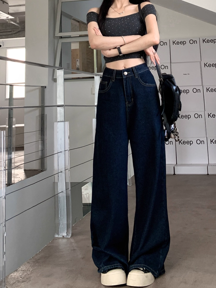 ハイウエストワイドレッグデニムパンツ