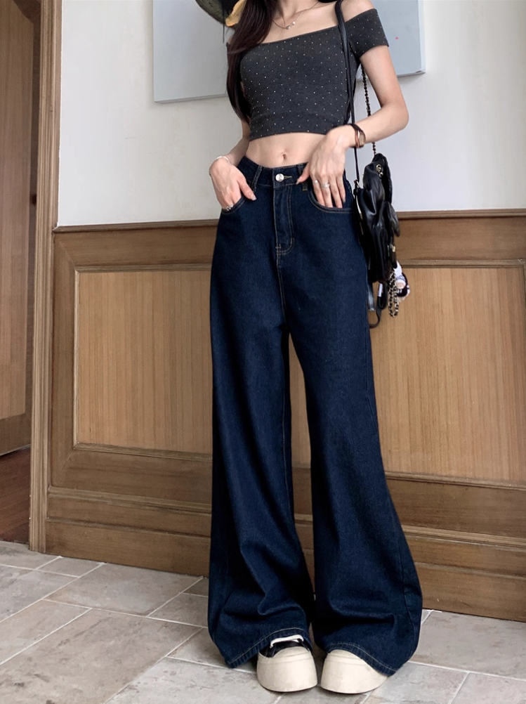 ハイウエストワイドレッグデニムパンツ