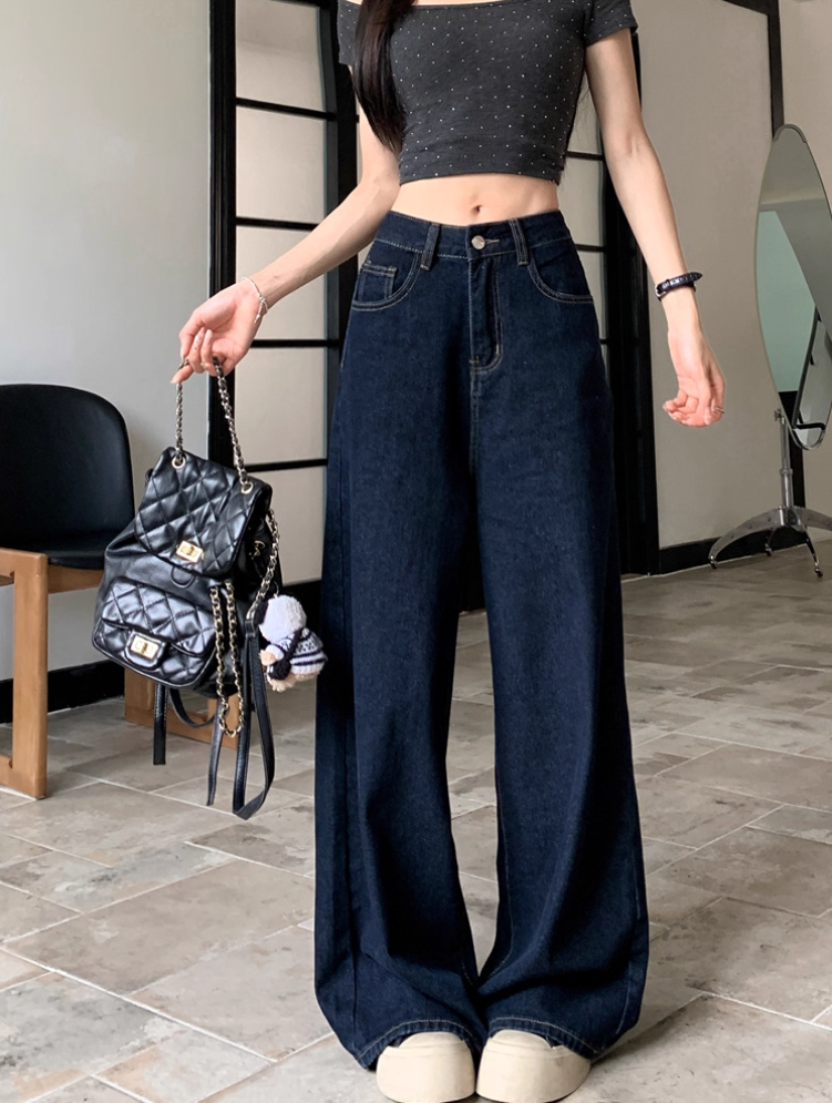 ハイウエストワイドレッグデニムパンツ