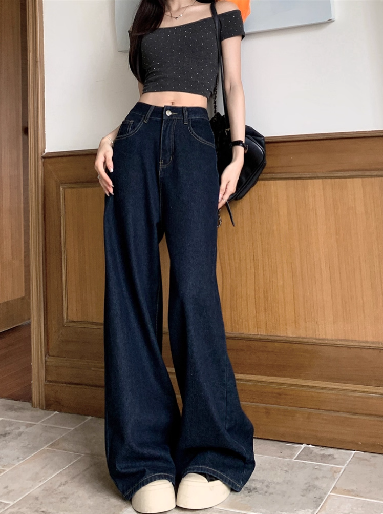 ハイウエストワイドレッグデニムパンツ