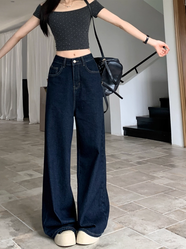 ハイウエストワイドレッグデニムパンツ