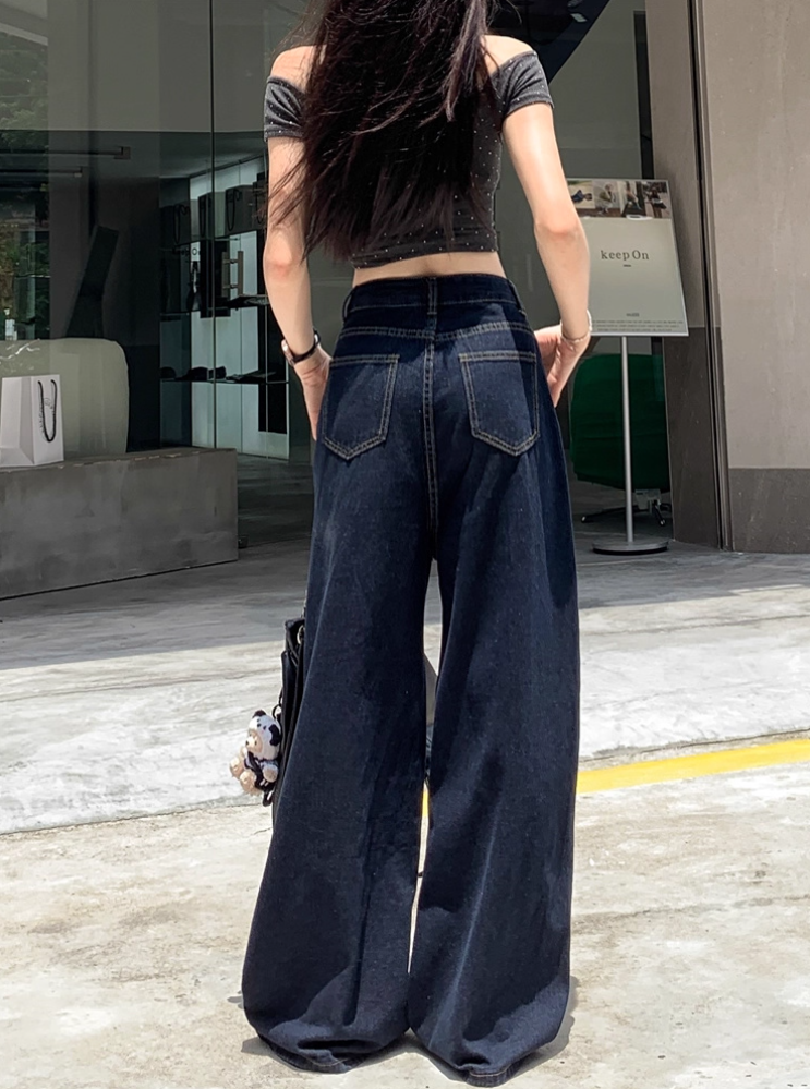 ハイウエストワイドレッグデニムパンツ