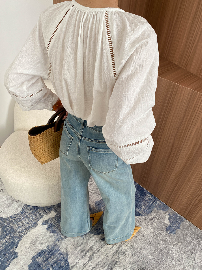 ハイウエストワイドデニムパンツ