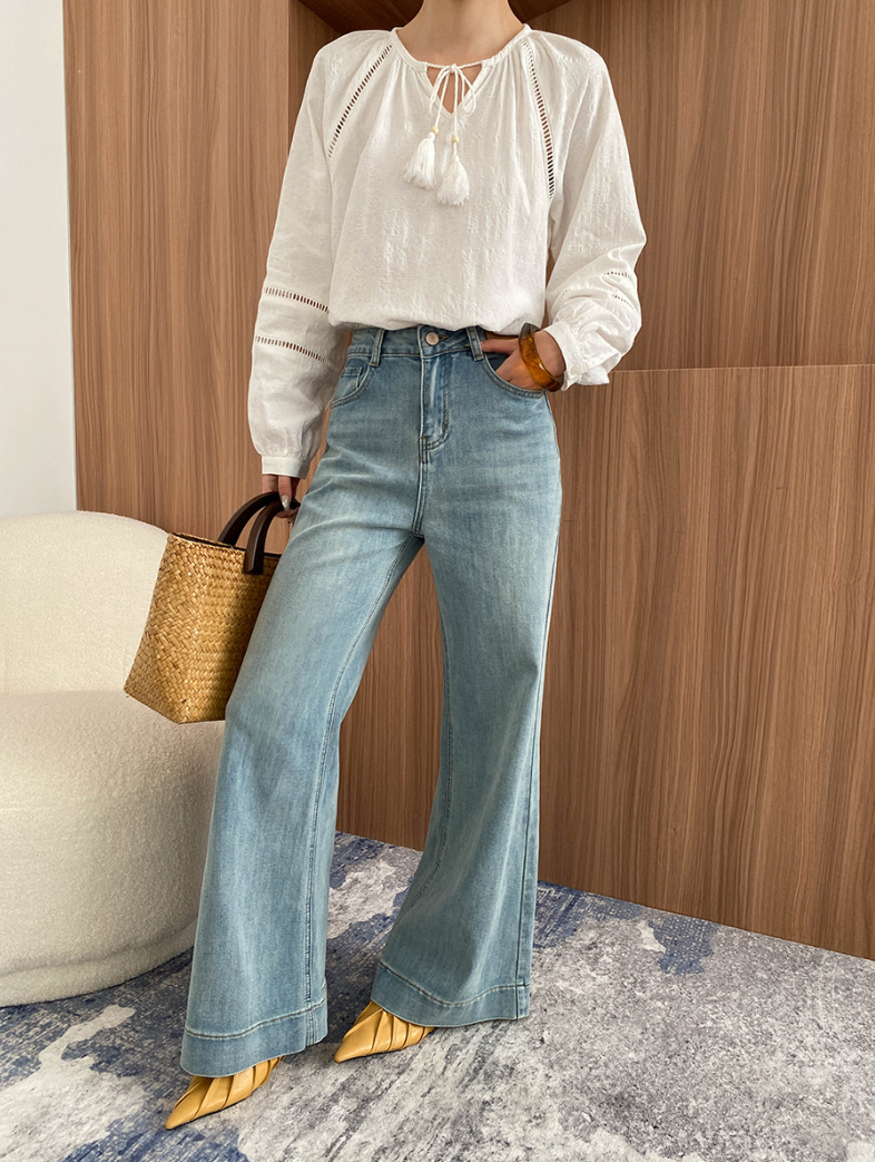 ハイウエストワイドデニムパンツ