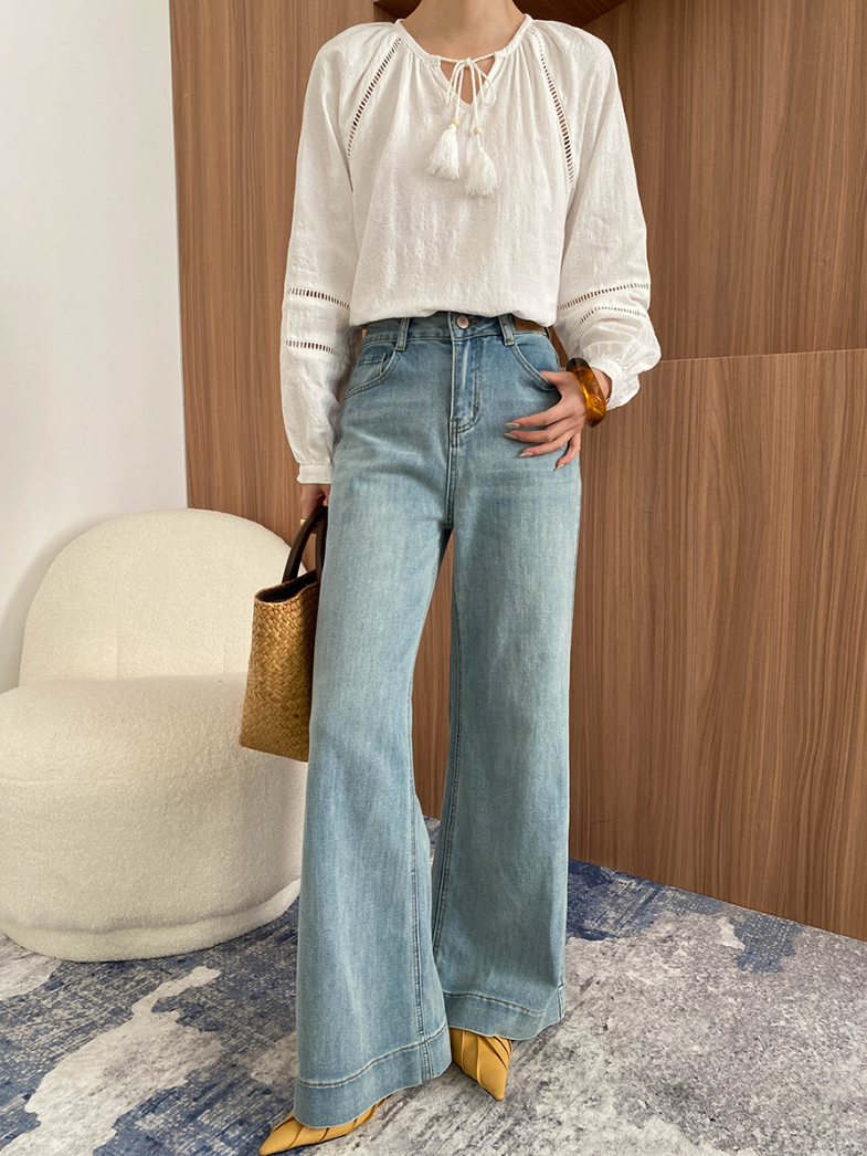 ハイウエストワイドデニムパンツ