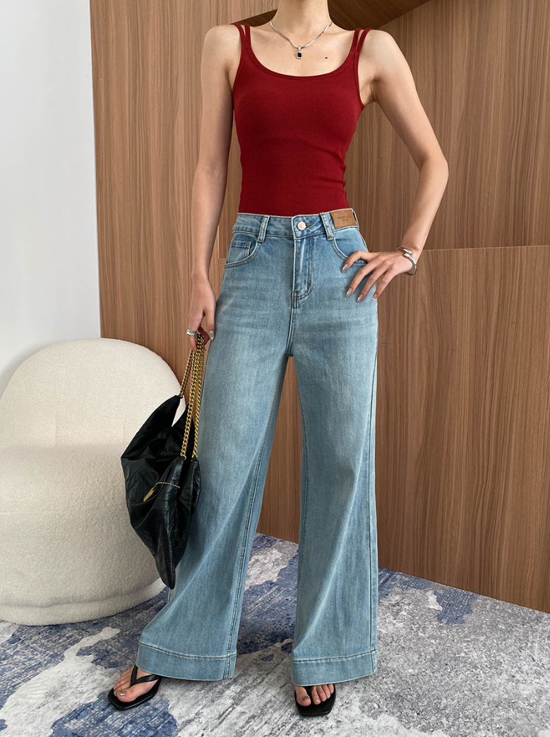 ハイウエストワイドデニムパンツ