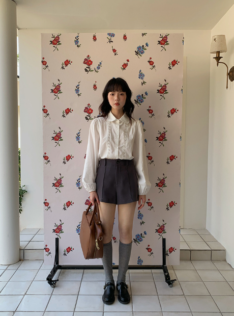 センタープレスハイウエストショートパンツ