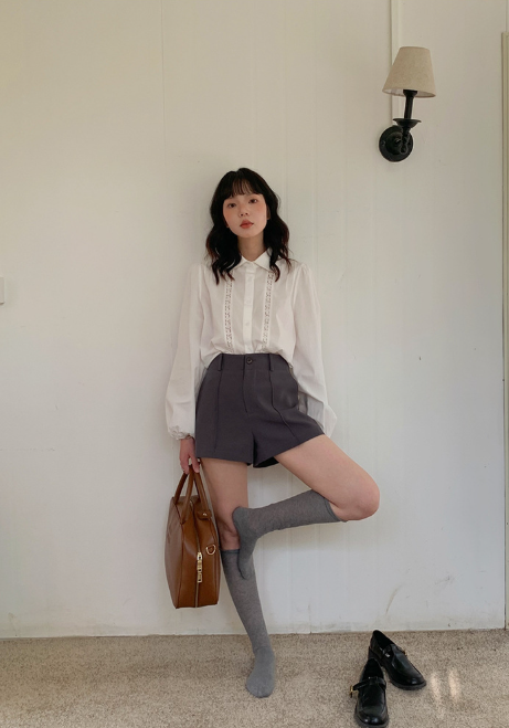 センタープレスハイウエストショートパンツ