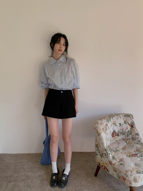 センタープレスハイウエストショートパンツ
