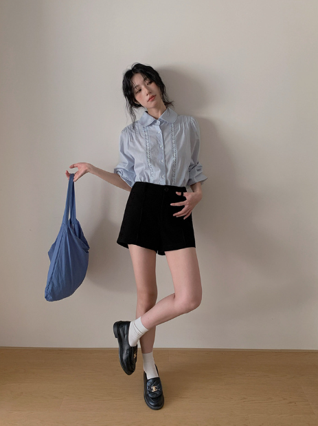センタープレスハイウエストショートパンツ