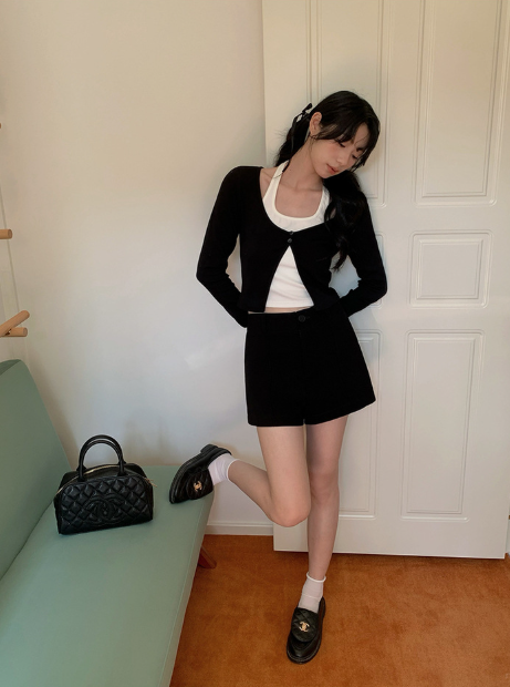 センタープレスハイウエストショートパンツ
