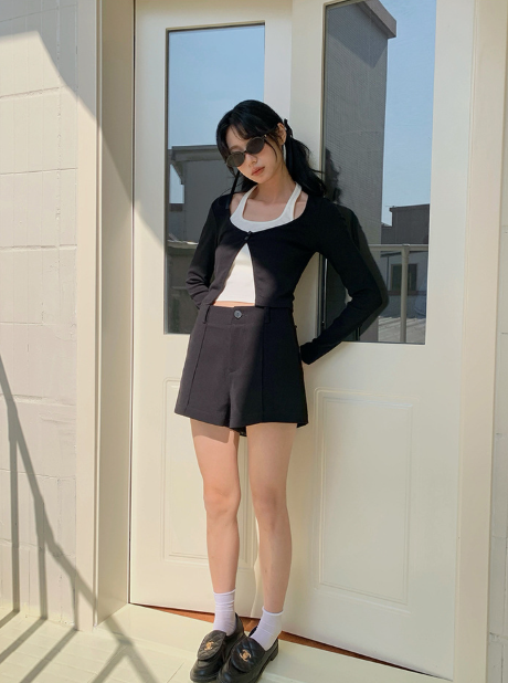 センタープレスハイウエストショートパンツ