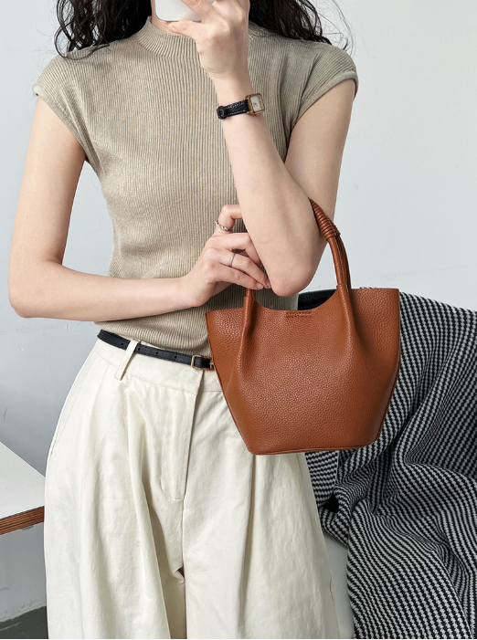 フレンチスリーブリブニットトップス