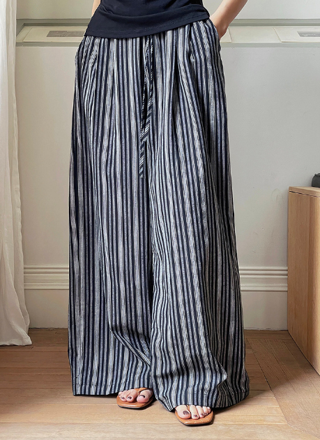 リネン混ストライプパンツ