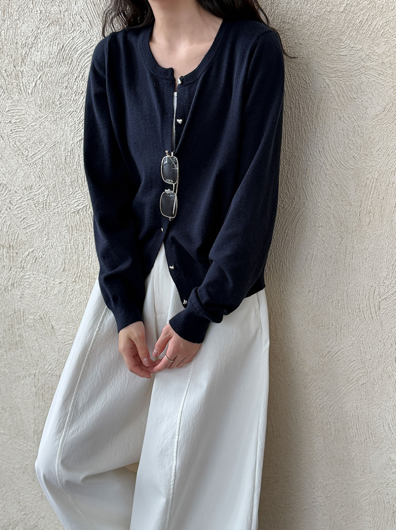 ハートボタンライトカーディガン