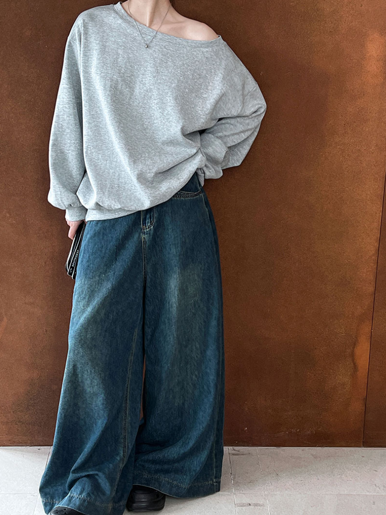 【即納】ワンショルスウェットトップス