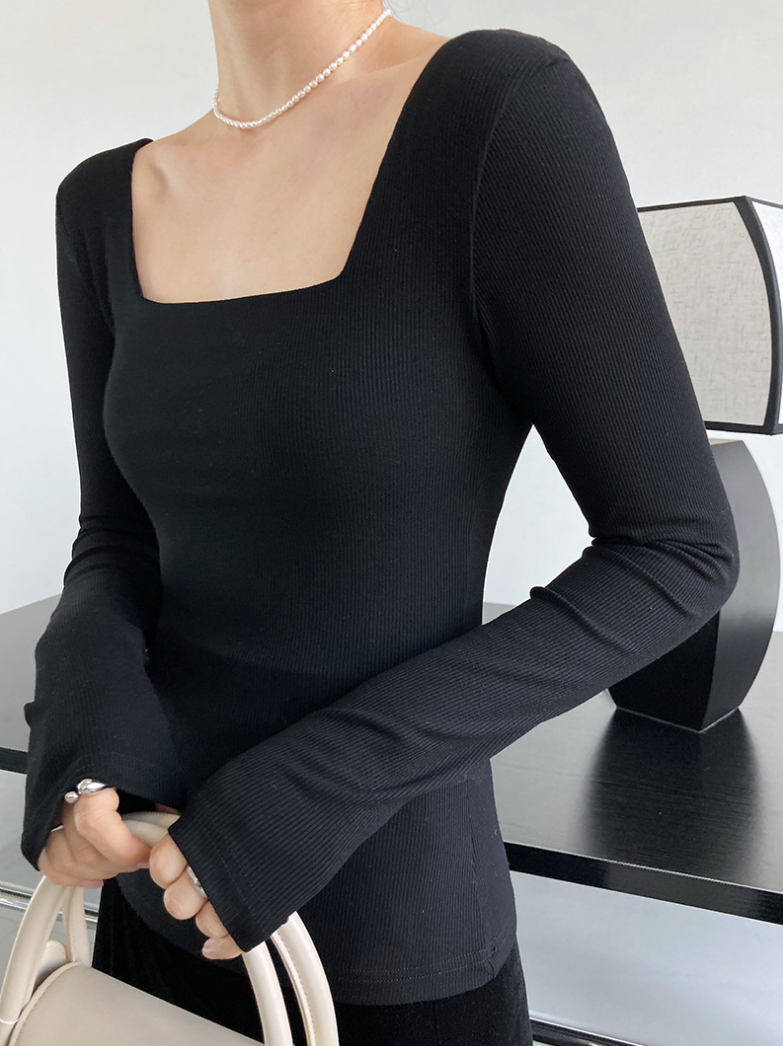 スクエアネックスリムカットソー