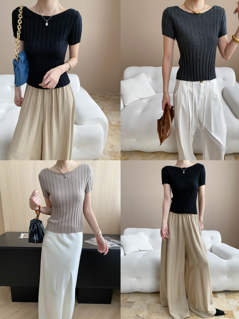 ベーシックワイドリブニット