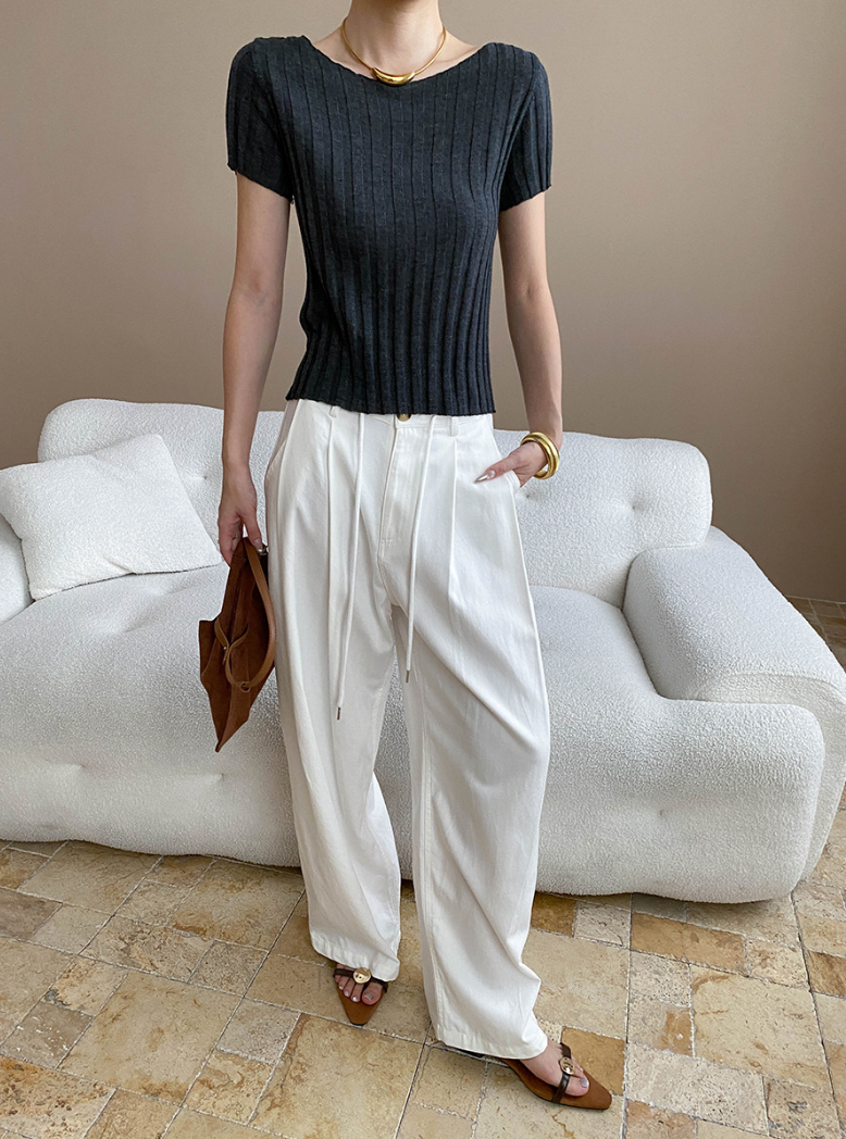 ベーシックワイドリブニット