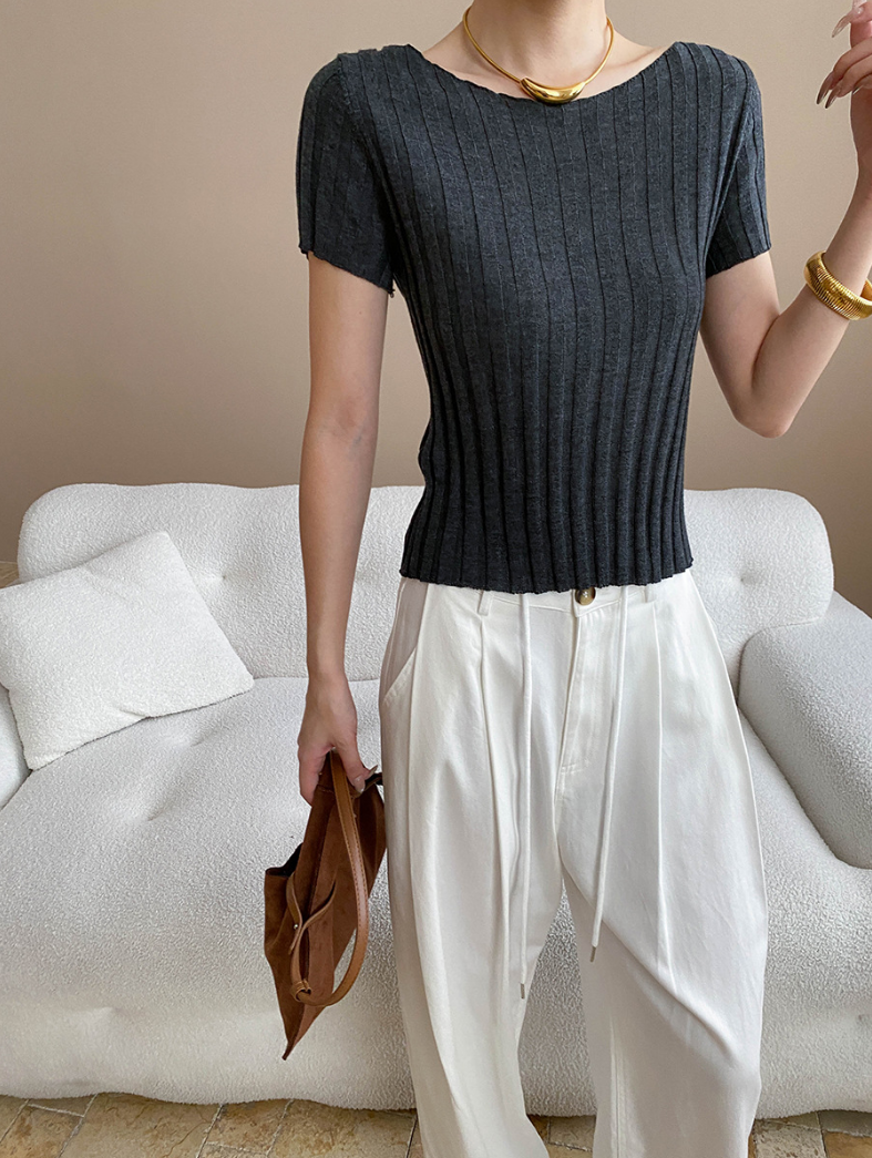 ベーシックワイドリブニット