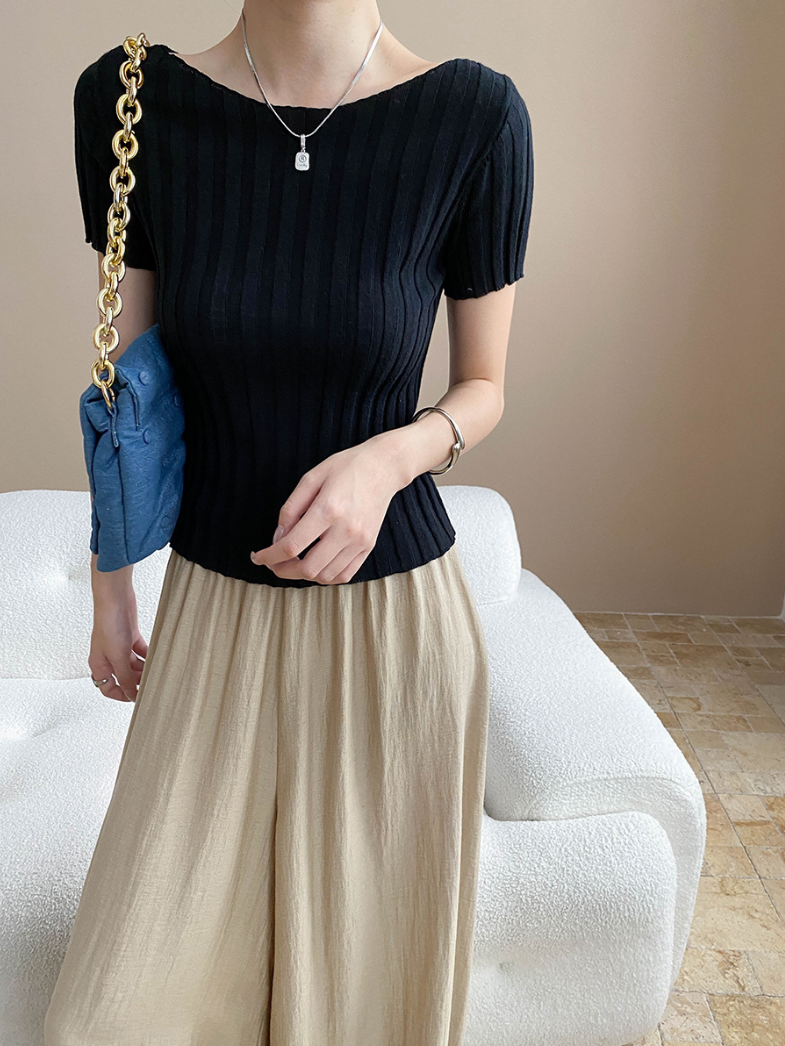 ベーシックワイドリブニット