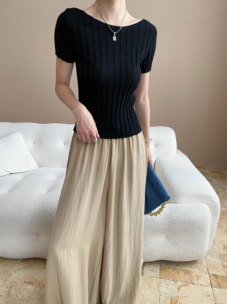 ベーシックワイドリブニット