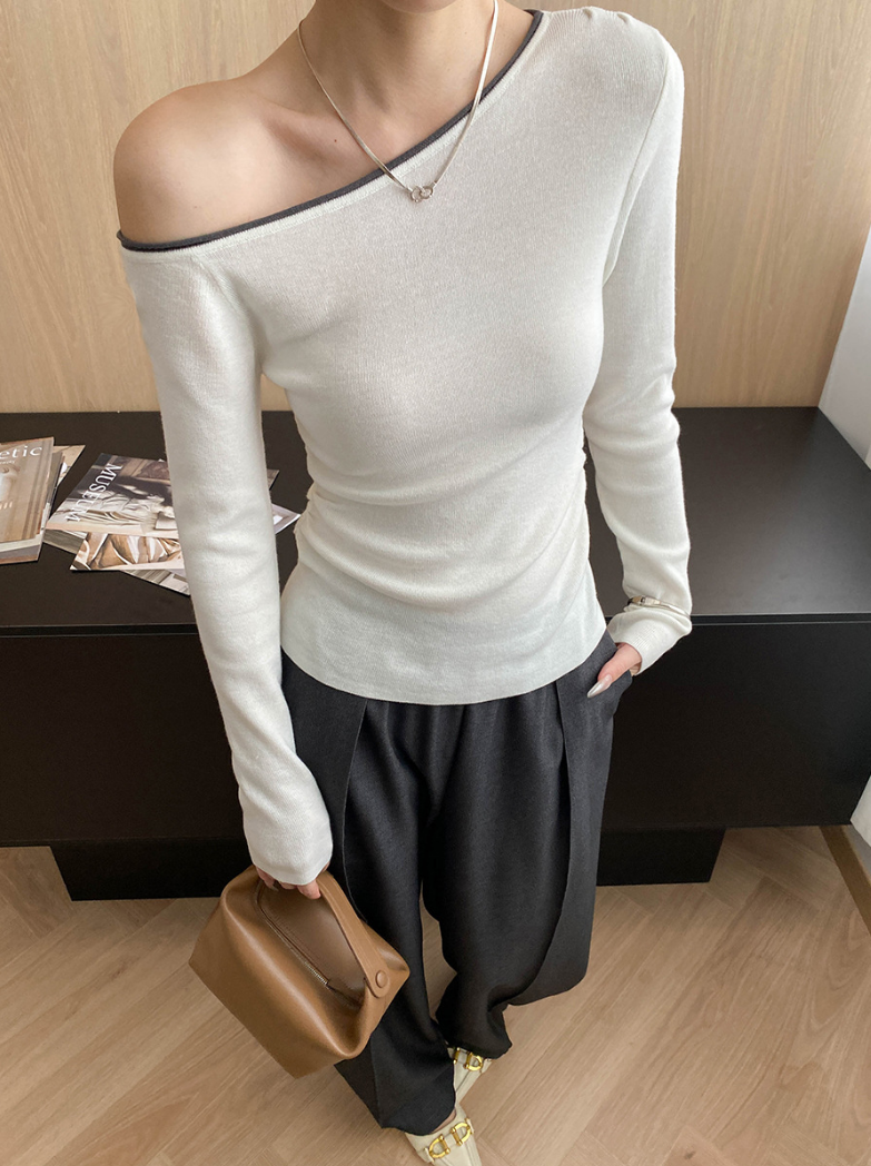 バイカラーワンショルトップス