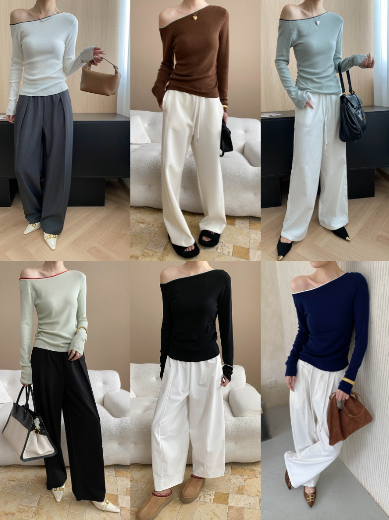 バイカラーワンショルトップス