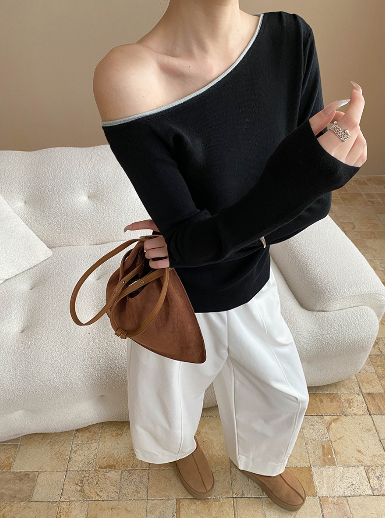 バイカラーワンショルトップス