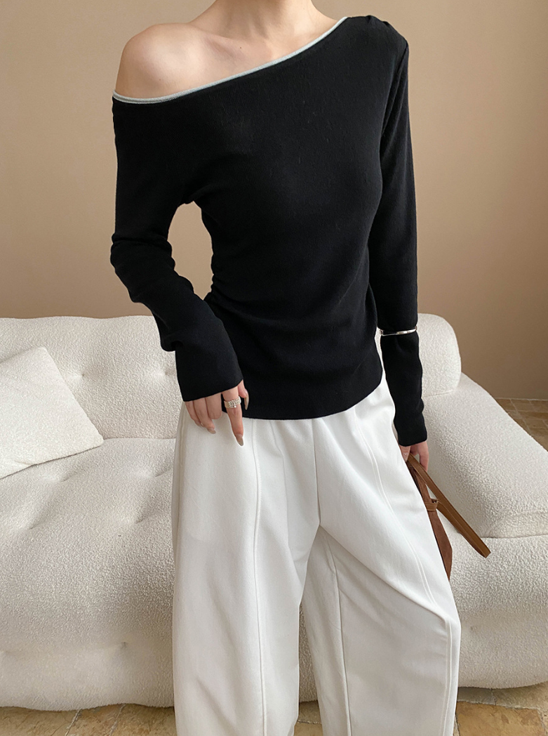 バイカラーワンショルトップス