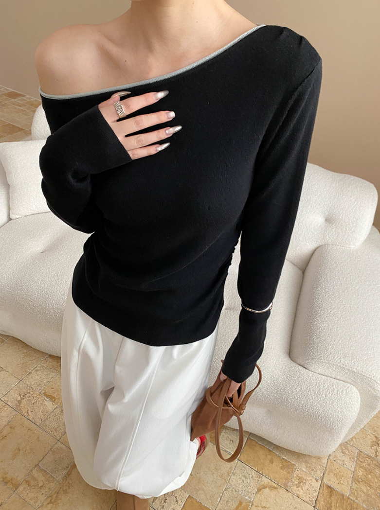 バイカラーワンショルトップス