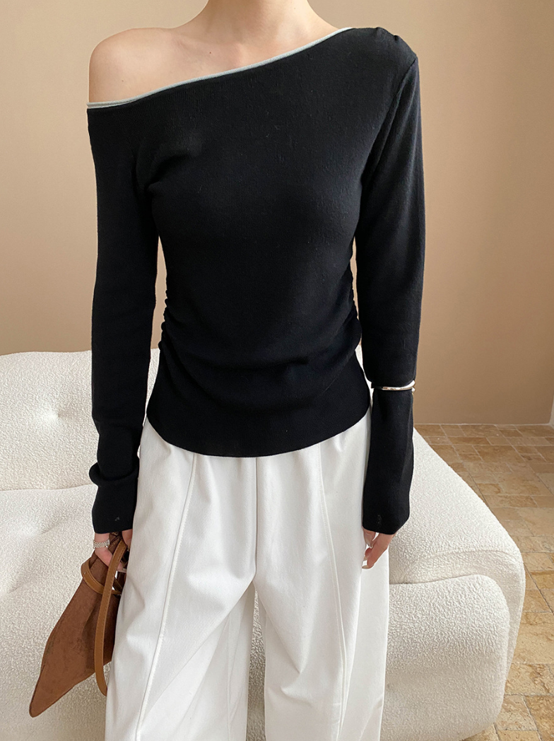 バイカラーワンショルトップス