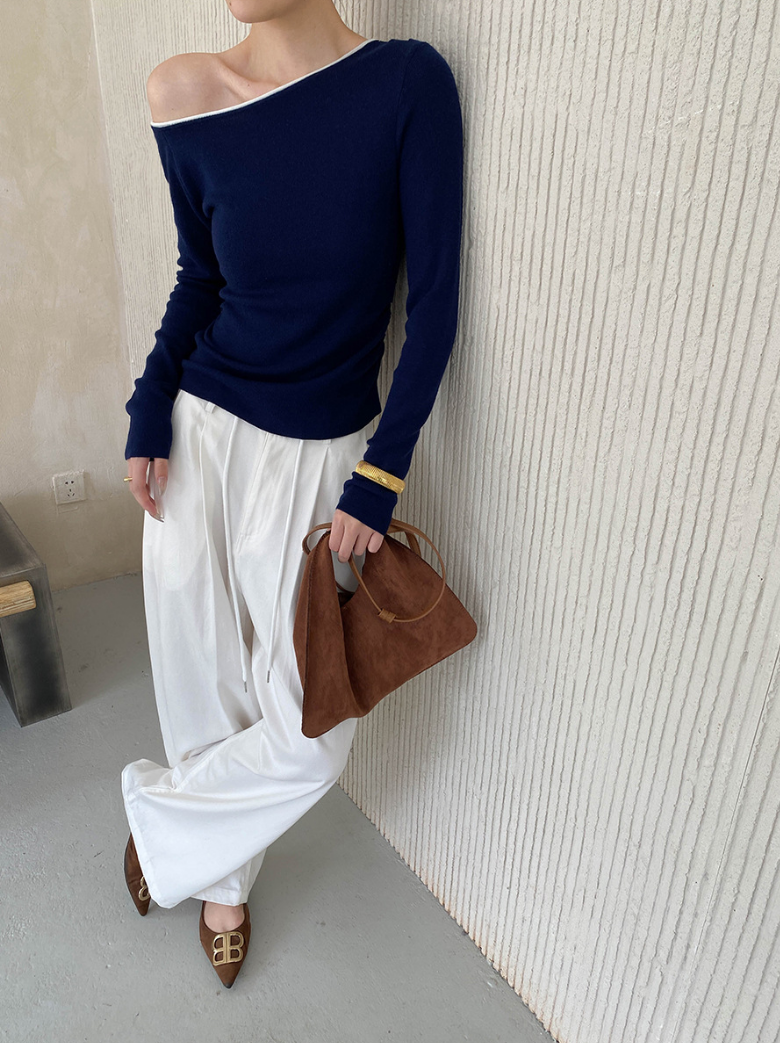 バイカラーワンショルトップス