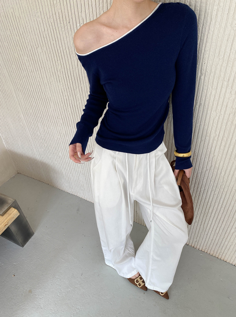 バイカラーワンショルトップス