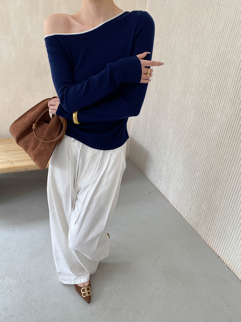 バイカラーワンショルトップス