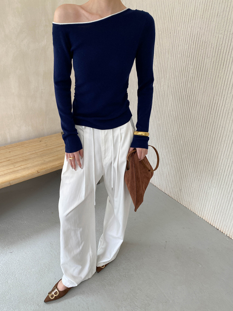 バイカラーワンショルトップス