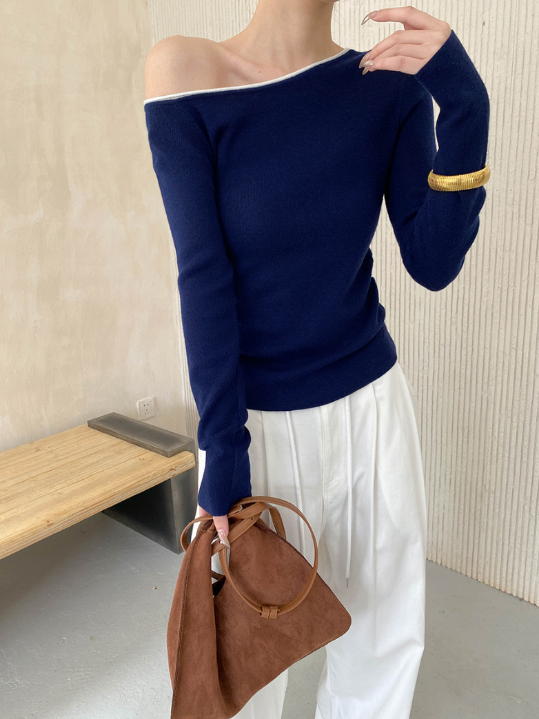 バイカラーワンショルトップス