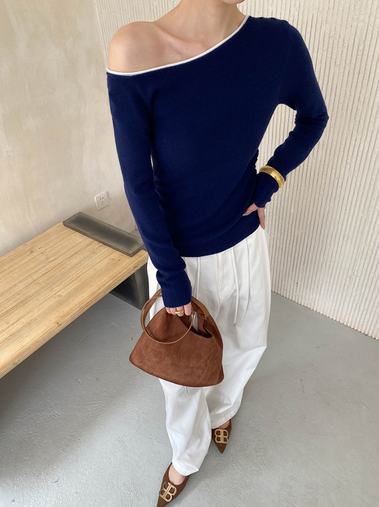 バイカラーワンショルトップス