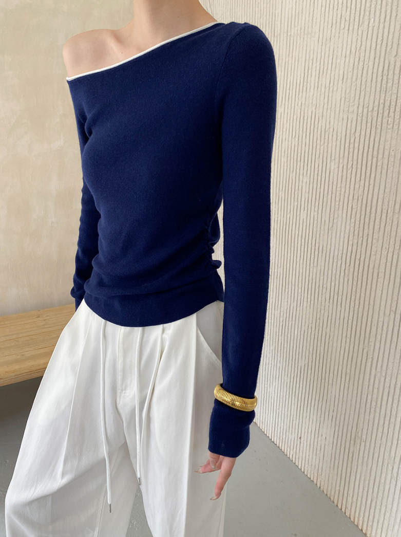 バイカラーワンショルトップス