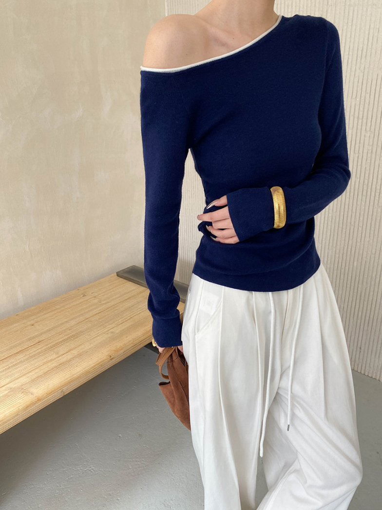 バイカラーワンショルトップス