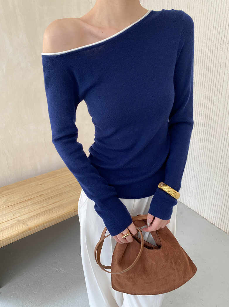 バイカラーワンショルトップス