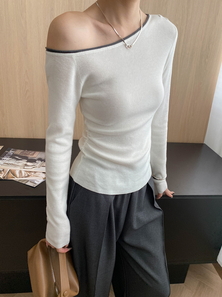 バイカラーワンショルトップス