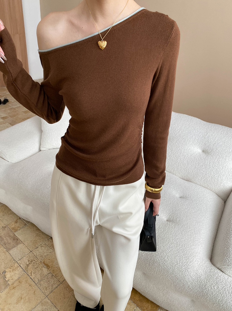 バイカラーワンショルトップス