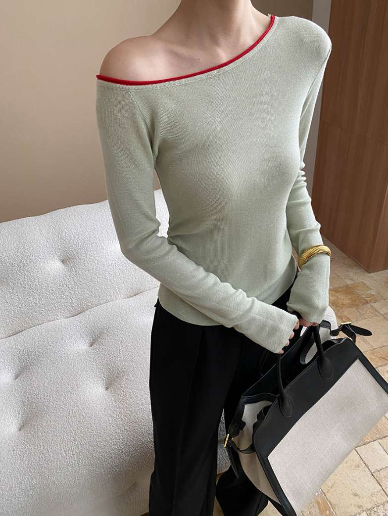 バイカラーワンショルトップス