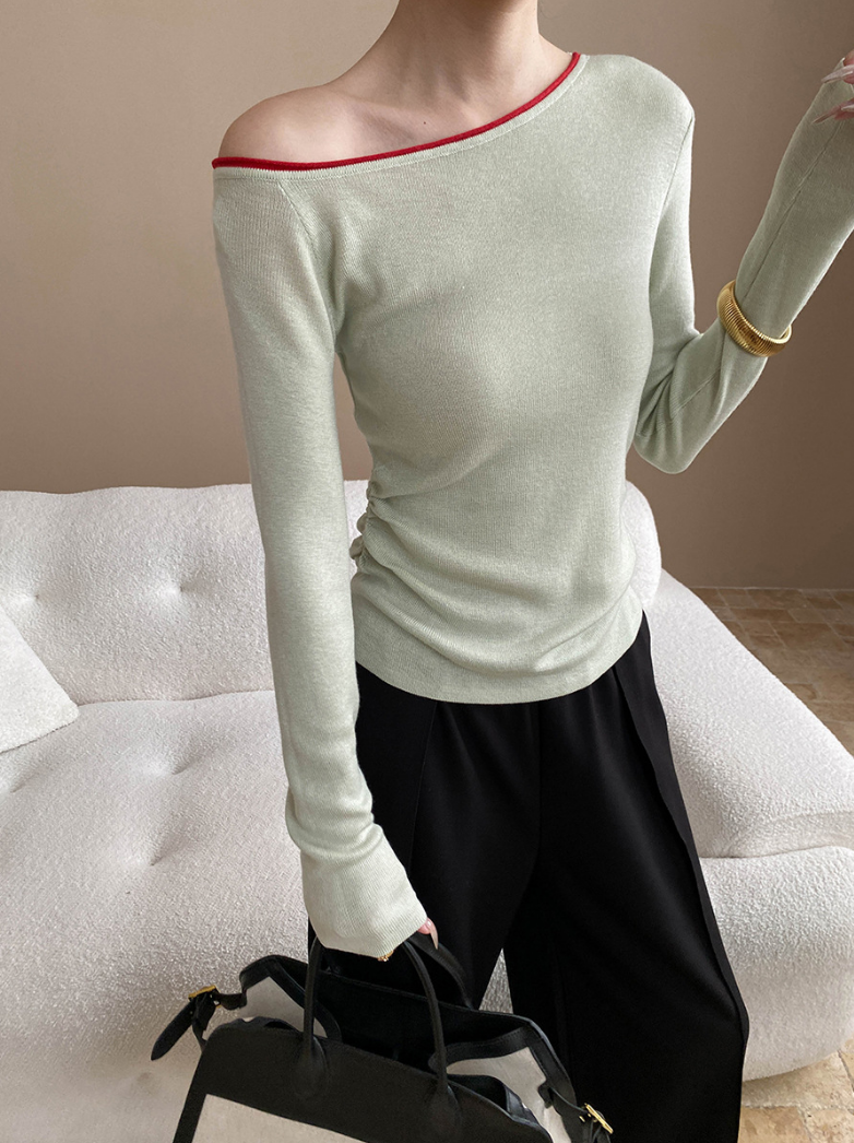 バイカラーワンショルトップス