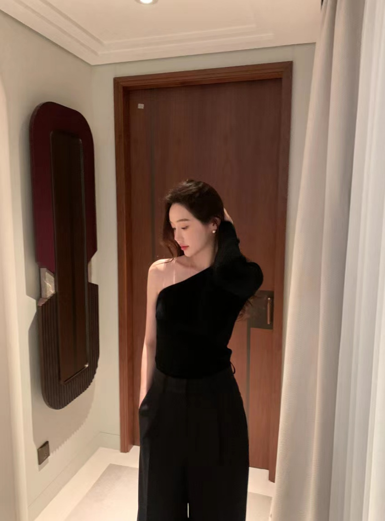 【即納】ワンショルリブカットソー