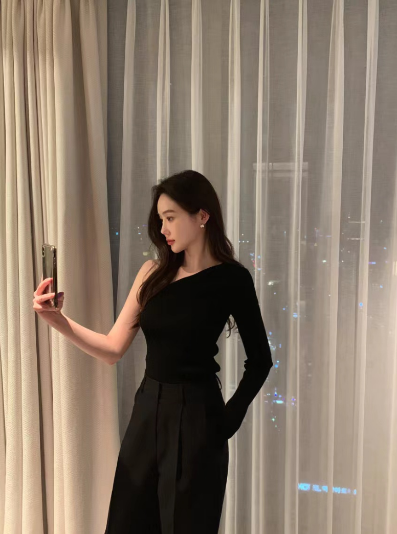 【即納】ワンショルリブカットソー