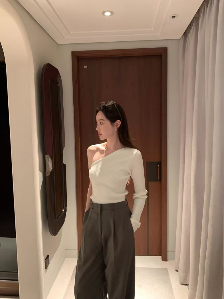 【即納】ワンショルリブカットソー