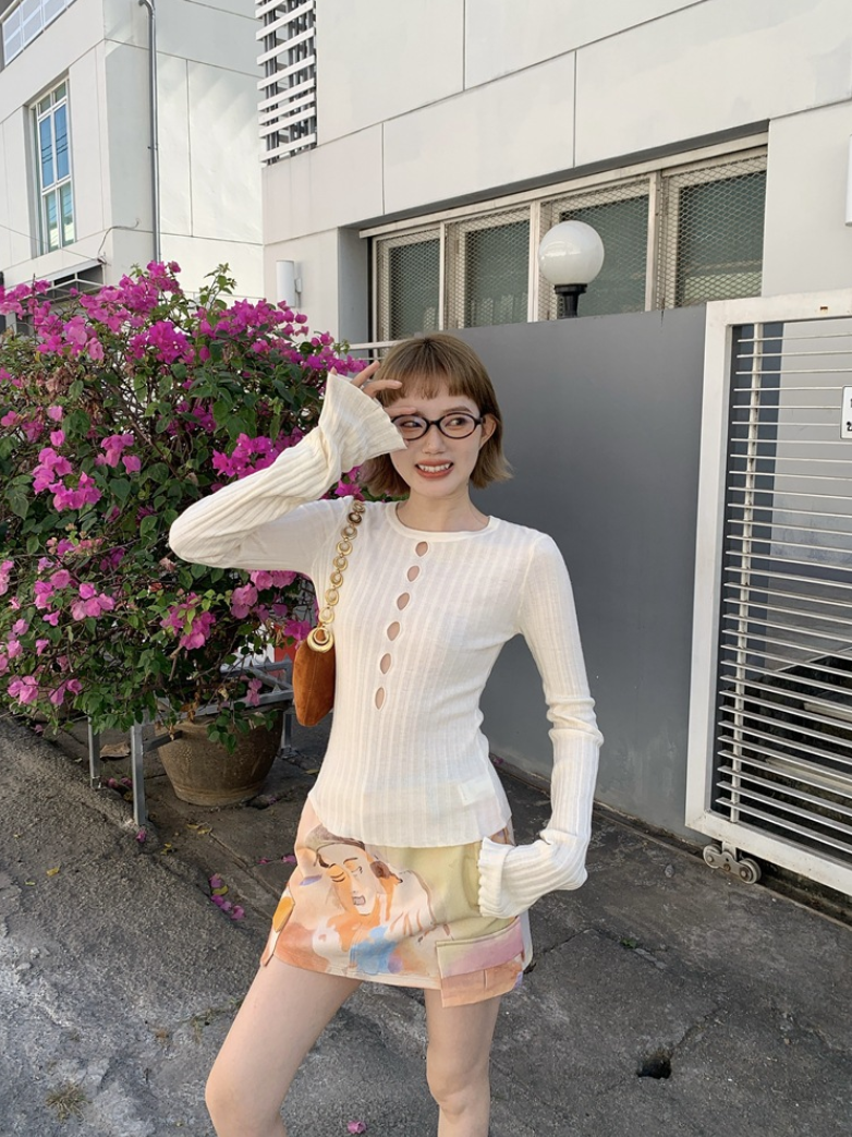 Set fair対象 | 27日(金)0:00~【即納】フロントカットアウトリブニットトップス