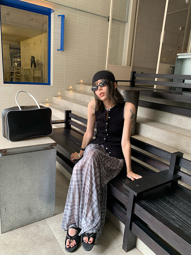 ノースリーブリブニットカーディガンベスト